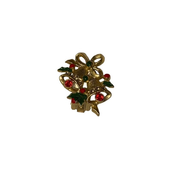 Vintage Christmas Bell clip on holiday earrings - Picture 5 of 6